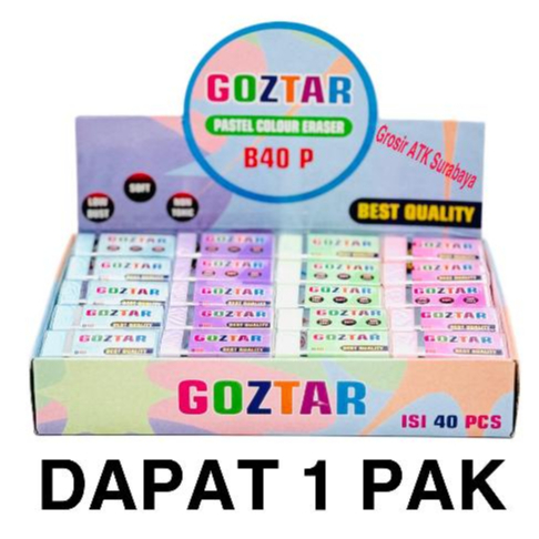 

( DAPAT 1 PAK ) PENGHAPUS GOZTAR B-40 PASTEL / Stip Eraser Goztar Kecil B-40 B40 PASTEL Murah Bagus