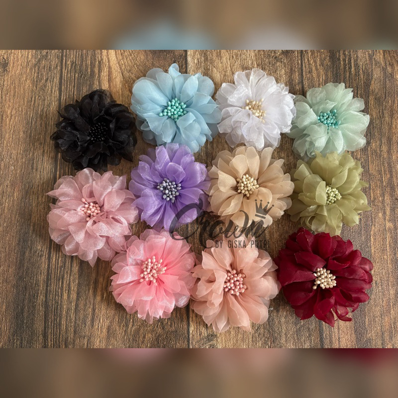 KORSASE KRISAN SIZE 7 CM, BUNGA ORGANZA, , BUNGA SOLDER, BROS KEBAYA