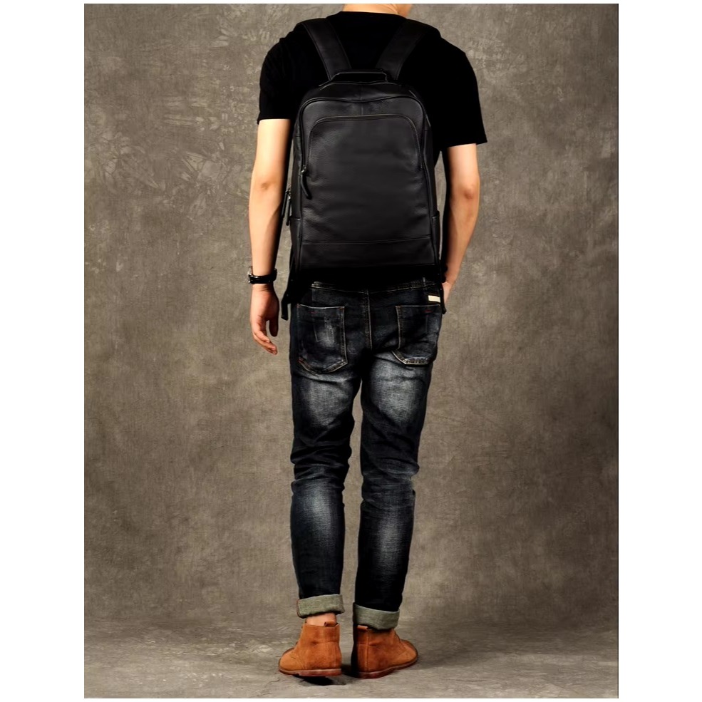 Tas Ransel  Pria kulit asli Garut - tas ransel hitam kulit asli