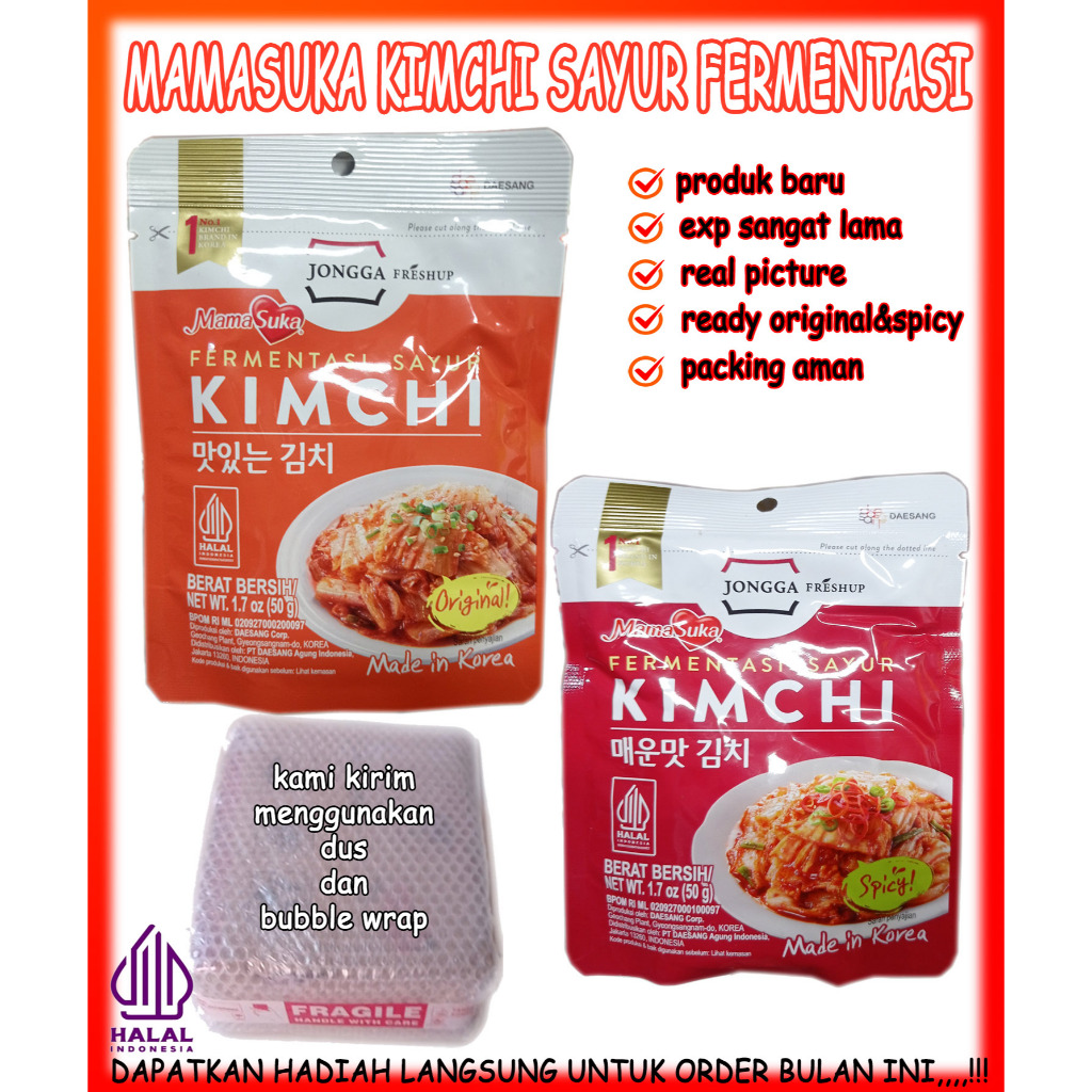 

Kimchi Mama Suka Mamasuka Fermentasi Sayur 50 gram ready Original Dan Spicy