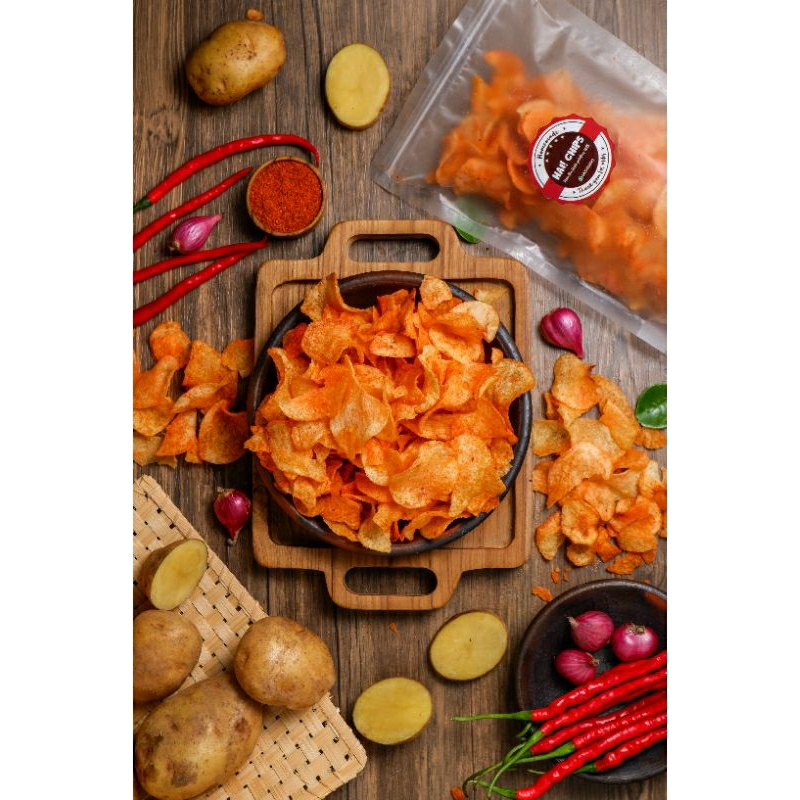 

Keripik Kentang Aslii 100% Kemasan Pouch Varian Pedas