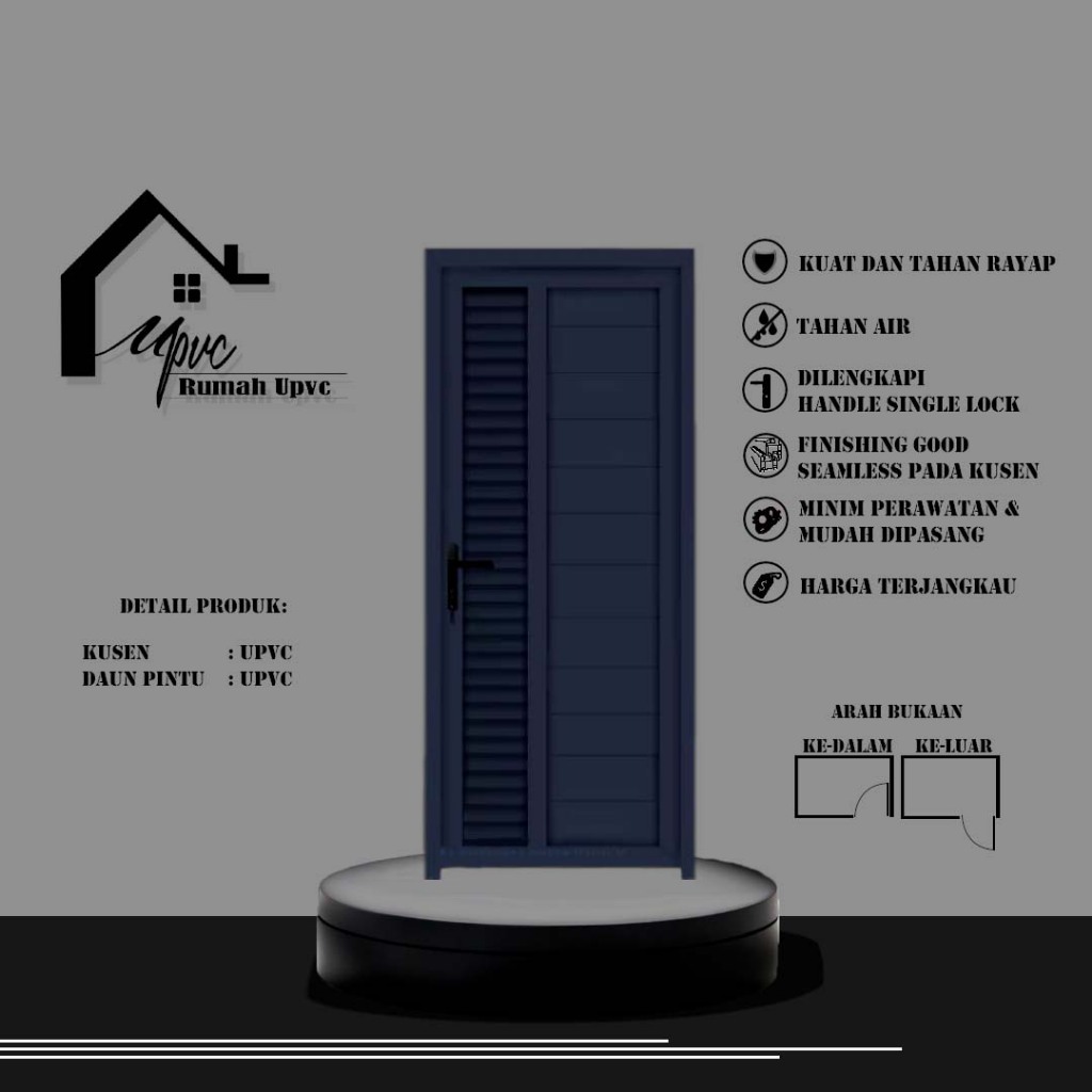 PINTU UPVC.KAMAR TIDUR.PINTU UTAMA.(GREY/ABU-ABU STANDART)
