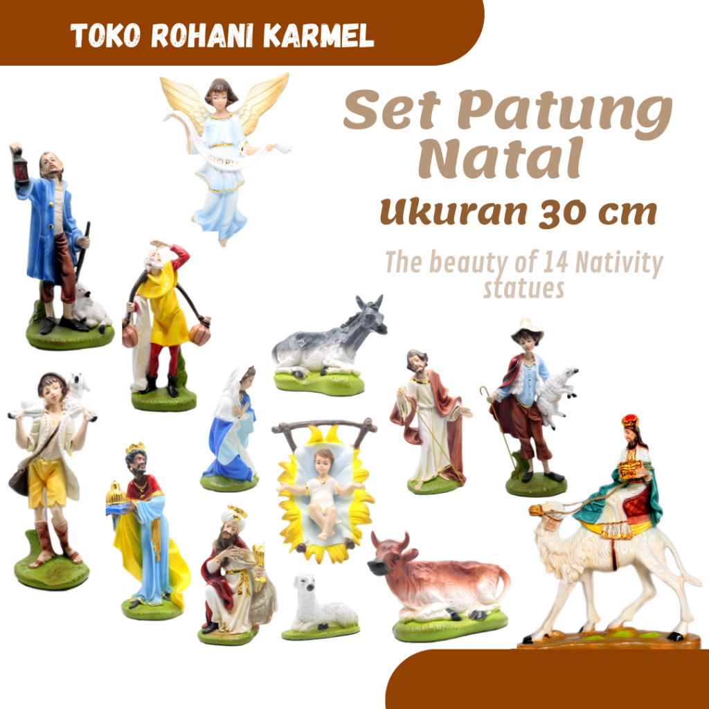 SET PATUNG NATAL 30 CM / PATUNG BAYI YESUS / NATIVITY SCANE /  /GEMBALA DAN DOMBA-DOMBA