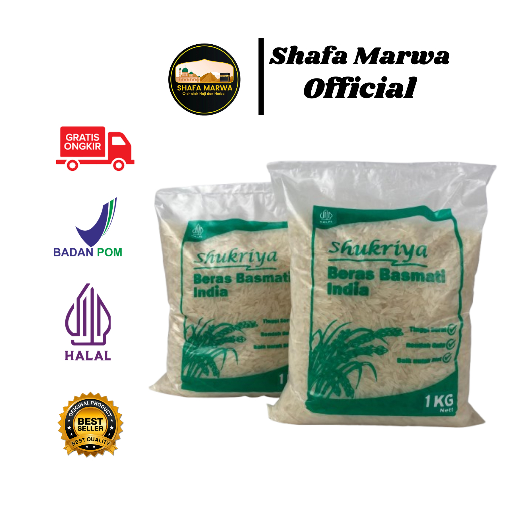 

Beras Basmati Shukriya 1 Kg Asli Kemasan Asli Untuk Nasi Biryani Nasi Kebuli Nasi Mandhi DLL