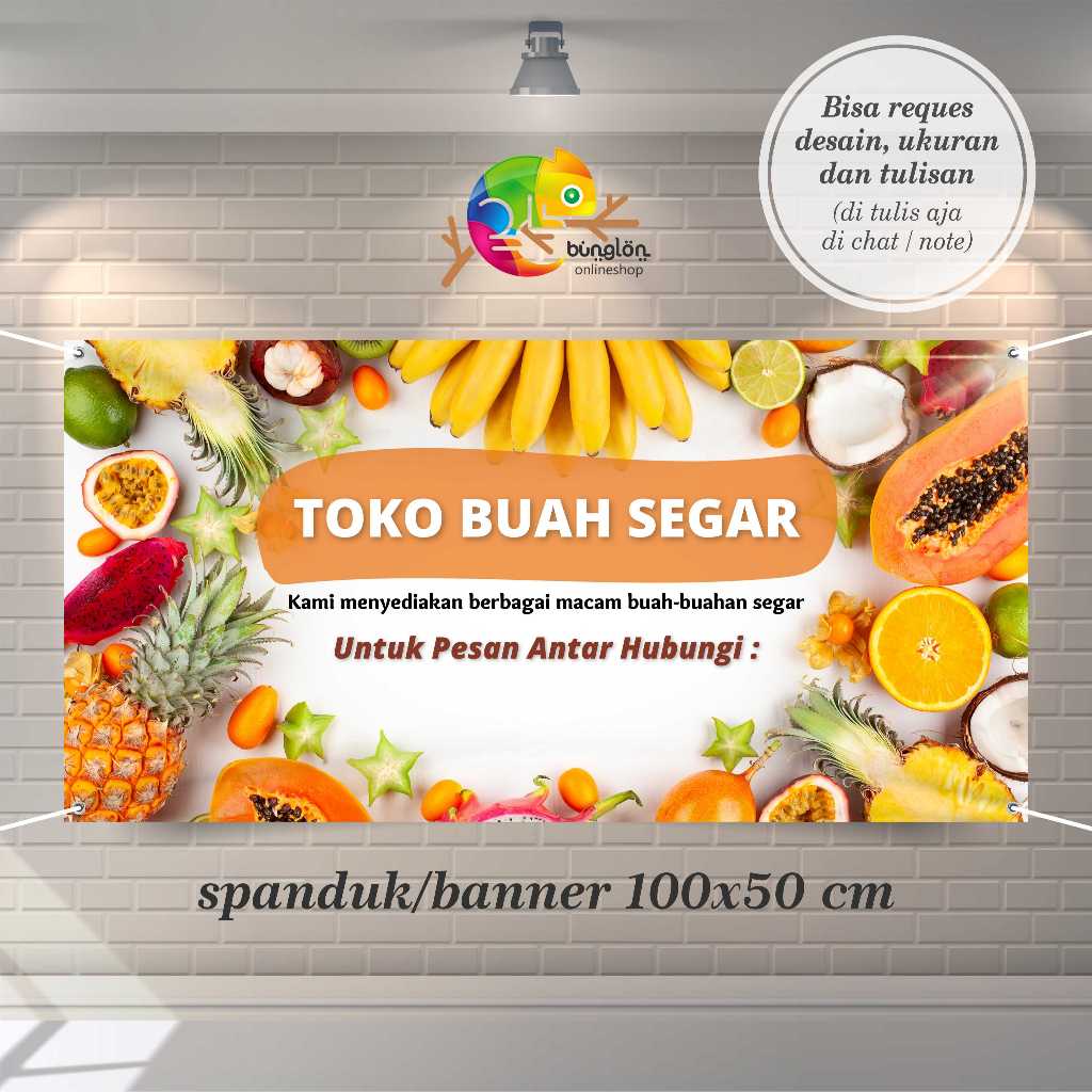 Cetak Spanduk Banner Orange Kreatif Toko Buah Segar Promosi