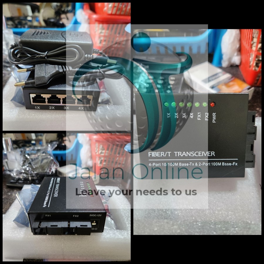 Media Converter Fiber Optik 2 FO 4 LAN | 2FO 4lan 10/100 support POE