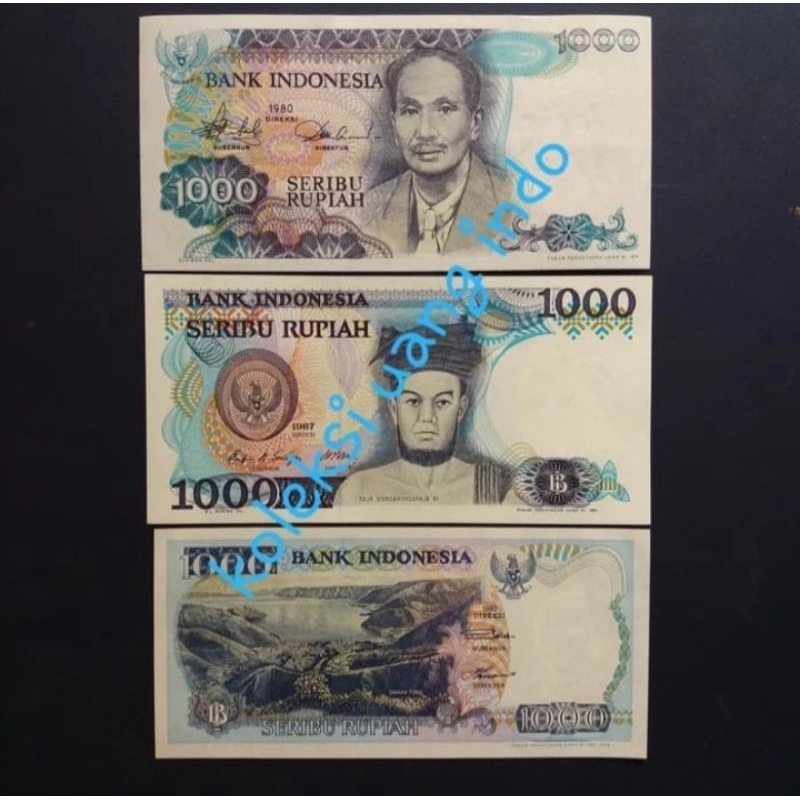 uang kuno indonesia set  isi 3 lembar pecahan 1000 asli
