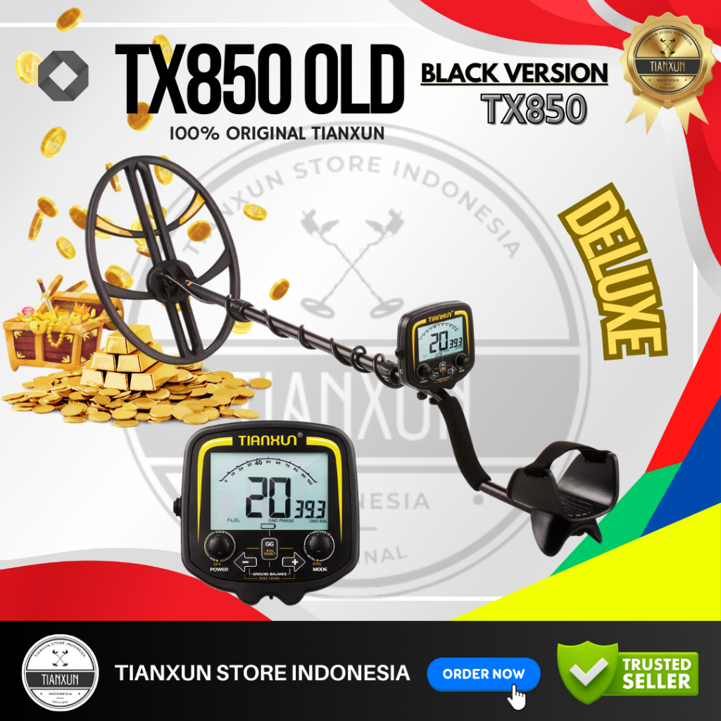 ORIGINAL TIANXUN  TX850 OLD BLACK DELUXE COIL 15" INCH METAL DETECTOR TX850 UNDERGROUND ALAT PENCARI