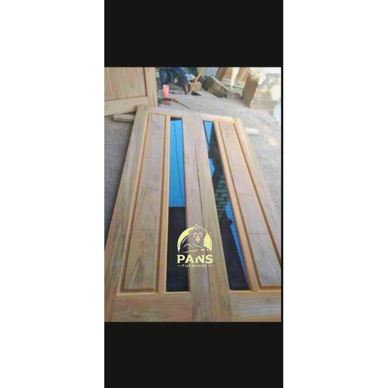pintu kupu tarung jati kaca gelap/bening