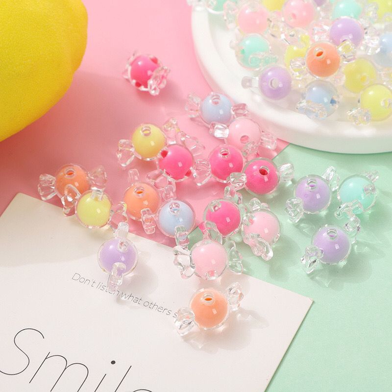 Manik Manik Mote Model Permen Manik Manik  Mote Akrilik Glossy Mix Warna Mote Candy