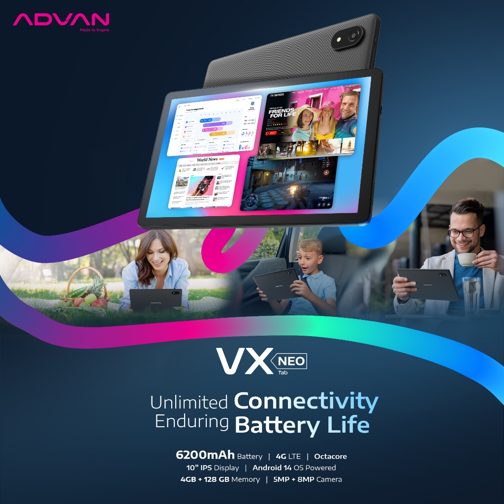 [SPL CICILAN 0%] ADVAN Tab VX Neo | Dual SIM Card 4G LTE | 4GB+4GB/128GB | 10.1" IPS Screen | 6200 m