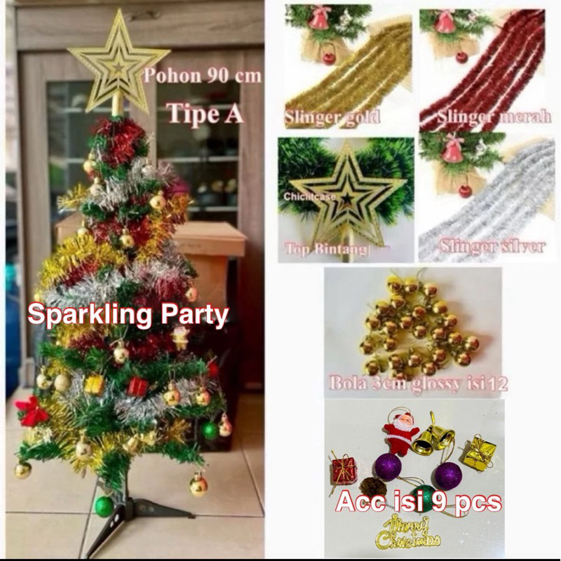 Paket pohon natal 90 cm/pohon natal 60 cm/paket dekorasi 90 cm pohon natal dekorasi/pohon natal pvc 