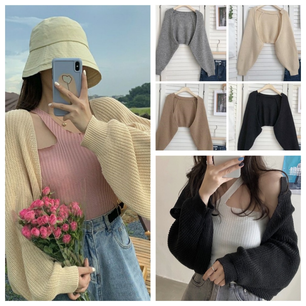 Cardigan Korea Cardigan Rajut Crop Cardigan Polos