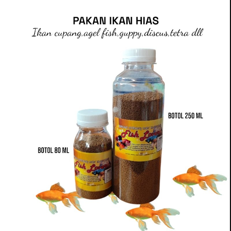 Pakan ikan hias botol 80ml , 250ml, pakan cupang guppy discus angel fish tetra