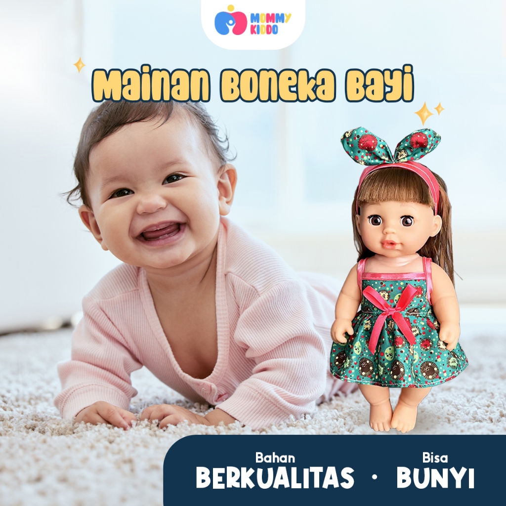 MOMMYKIDDO Mainan Boneka Bayi Cewek 4 Suara Bisa Nangis dan Kencing FREE DOT