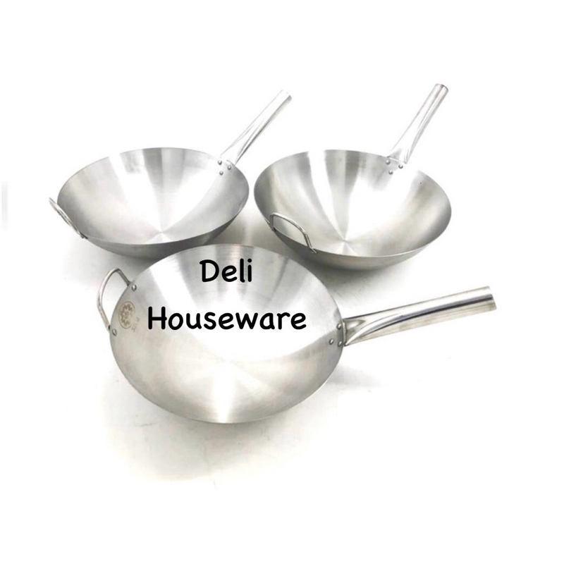 KUALI STAINLESS GAGANG 1 / KUALI MASAK STAINLESS TEBAL/ PENGGORENGAN