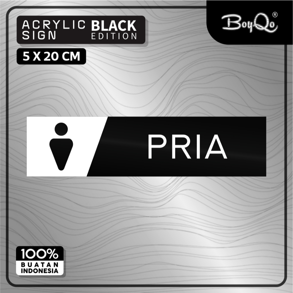 

BoyQo Akrilik Tanda Toilet Pria Warna Hitam Ukuran 20 x 5 Untuk Masjid, Kantor, Mushola