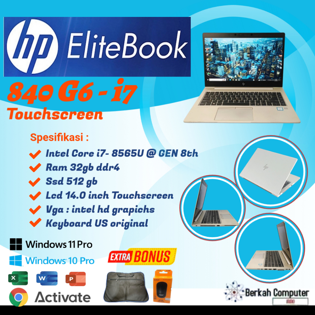 HP ELITEBOOK 840 i7 RAM 16 SSD 512 MURAH SECOND