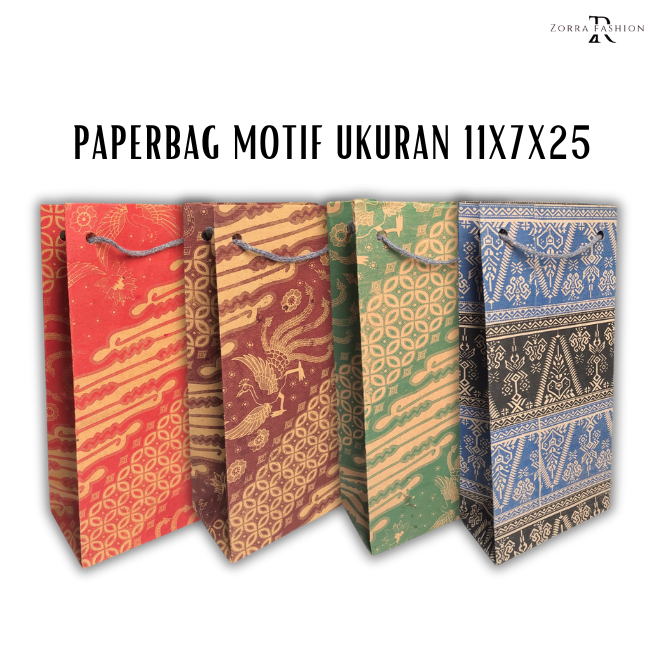 

PAPER BAG BOTOL MOTIF MURAH UKURAN 11 X 7 X 25 / TAS KADO / TAS SOUVENIR