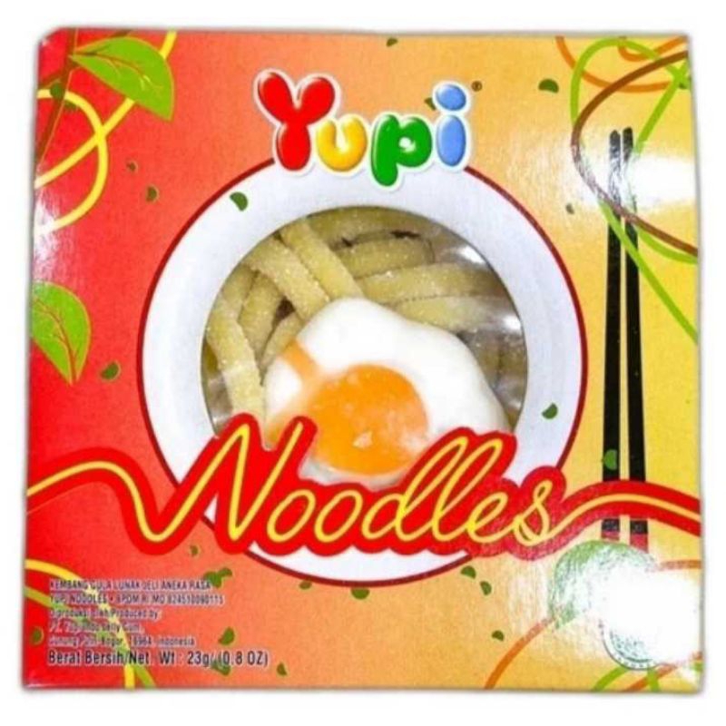 

Yupi Permen Noodle 23gr, Yupi Gummy Pizza 23gr, Yupi Permen Burger 32gr, Yupi Permen Big Frank 32gr