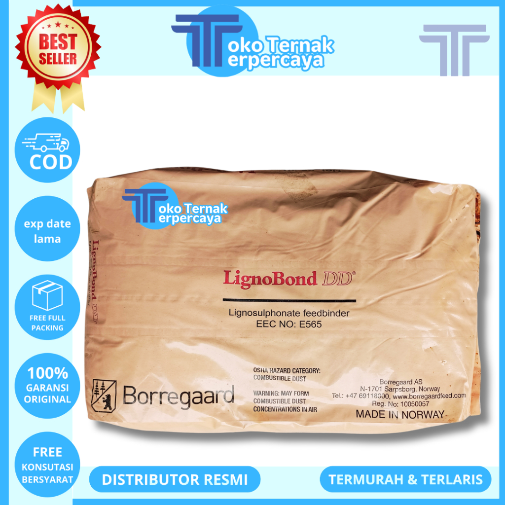 LIGNOBOND DD 25 KG - Pellet Binder Pakan - Perekat Pelet Untuk Pakan Hewan Ikan Kelinci Sapi Kambing