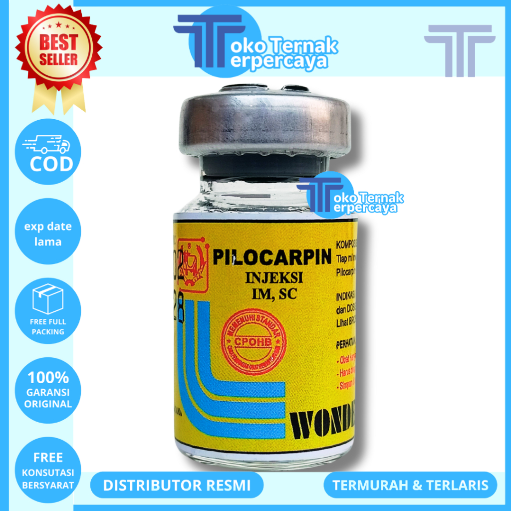 PILOCARPIN INJ 5ML WONDER - Obat Kembung dan Kolik Sapi Kuda Kambing Domba Anjing Kucing dll