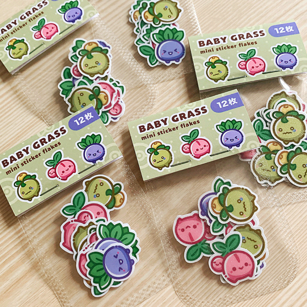 Baby Grass Pokemon Sticker Flake Mini isi 12