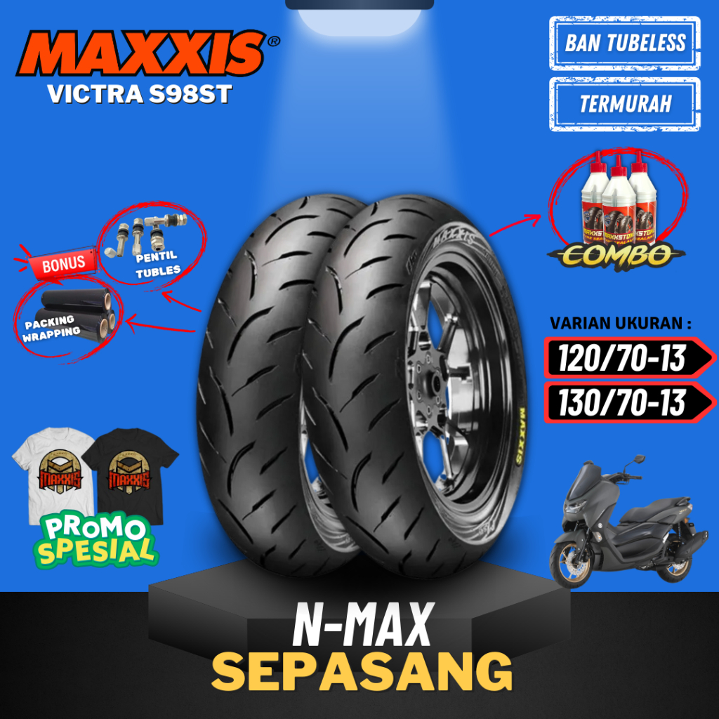 [PAKET SEPASANG MURAH] BAN MAXXIS VICTRA TUBELESS RING 13 ( 120/70-13 & 130/70-13 ) MAXXIS RING 13 B