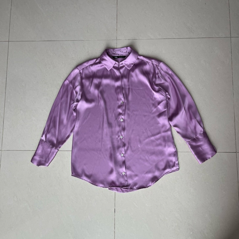 PRELOVED - Kemeja Purple Silk Zara