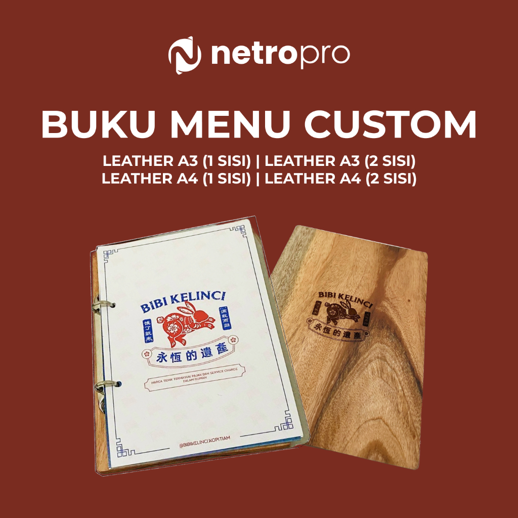 

Buku Menu Custom – Bahan Leather A3 & A4, Desain Custom Free Desain