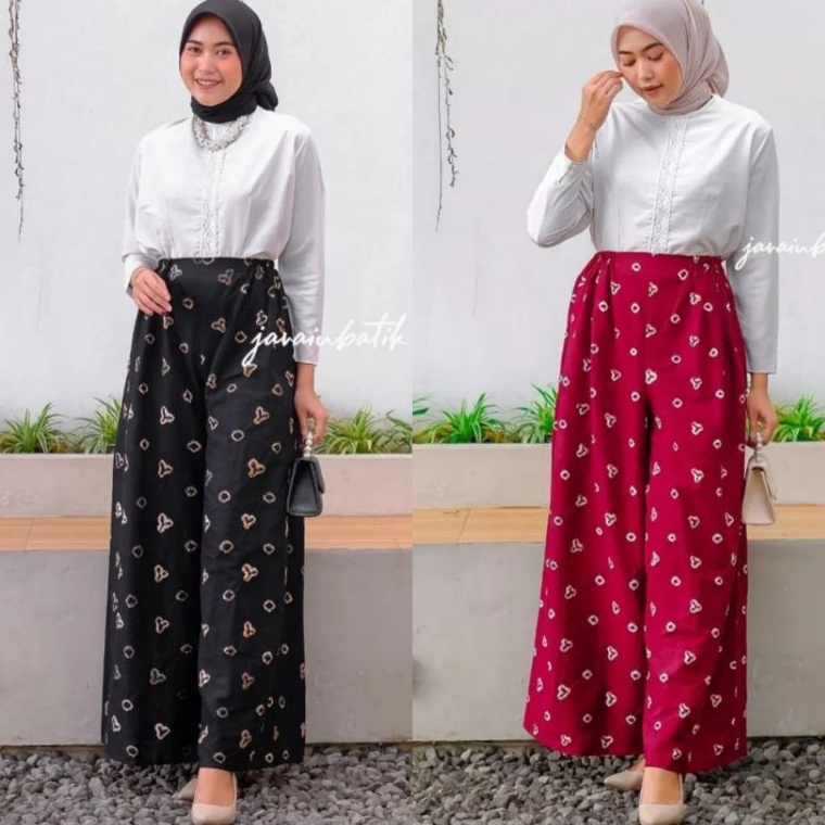 KODE O89Z CELANA KULOT BATIK MOTIF JUMPUTAN SHIBORI OOTD MOTIF TERBARU