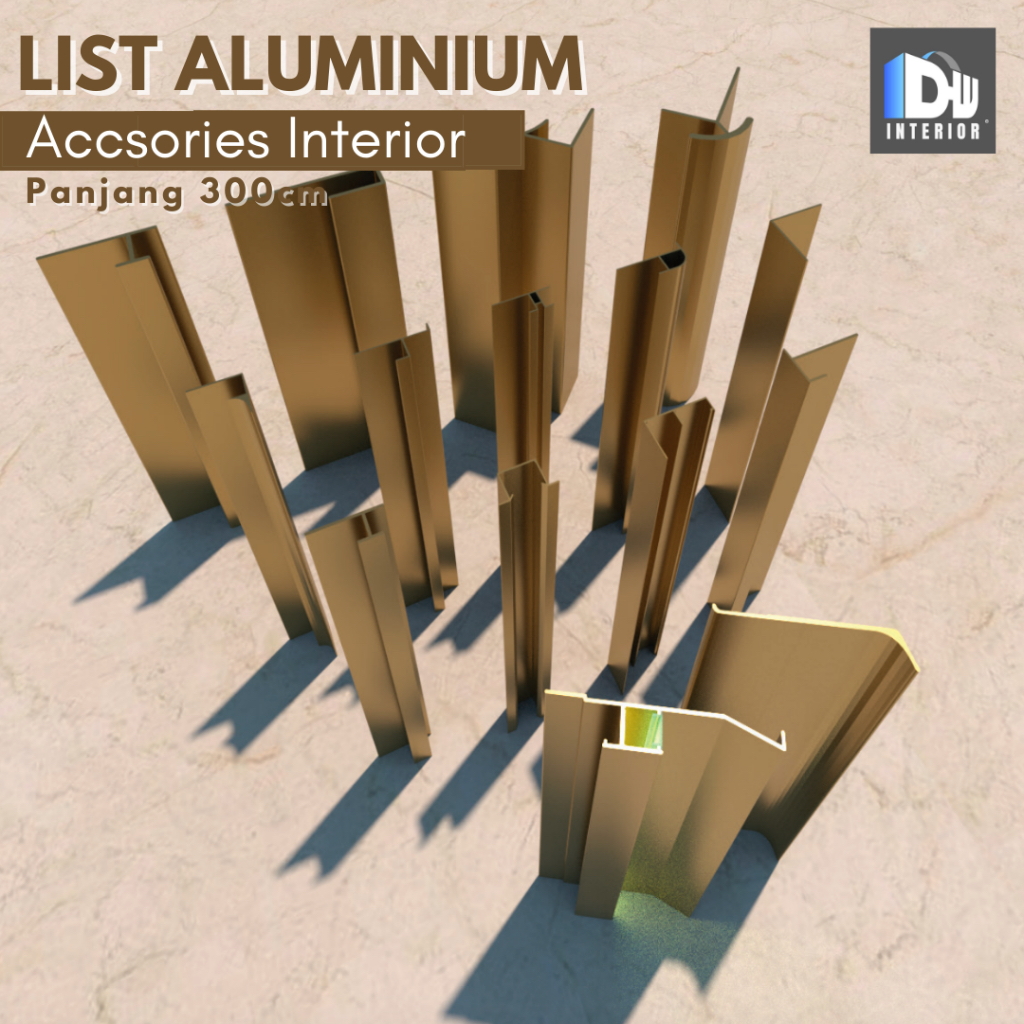 List Aluminium Panel Wallboard Panjang 300cm Plint Lantai Dinding Lis Alumunium  Sambung Tutup