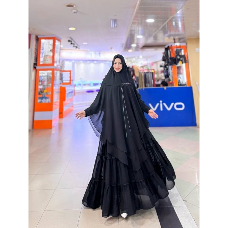 HITAM PUTIH SERIES FAZZA, SET KHIMAR PANJANG