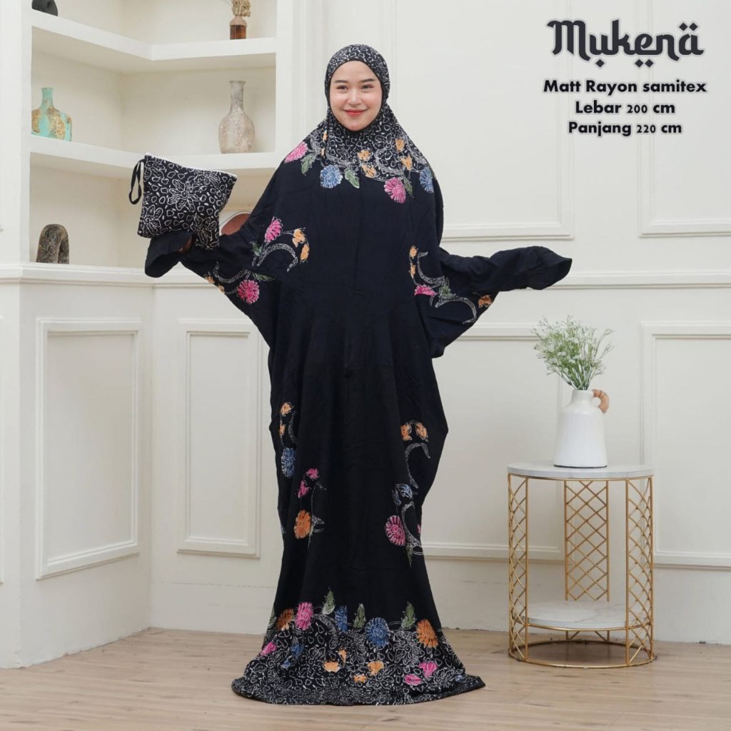 MUKENA BATIK CAP LAJUR LAJURAN JUMBO FREE TAS MUKENA TERUSAN DEWASA RAYON SAMITEX TERBARU MUKENA TRA