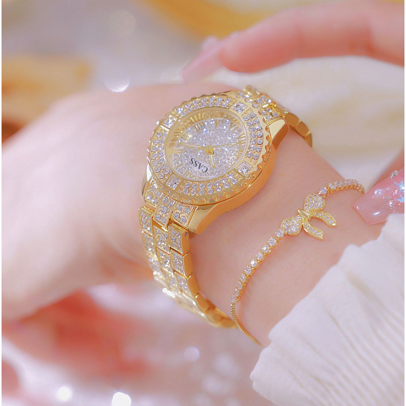 CASS JAM TANGAN INGGRIS BERLIAN PENUH JAM ROMAWI JAM TANGAN WANITA TALI BAJA BERLIAN IMITASI