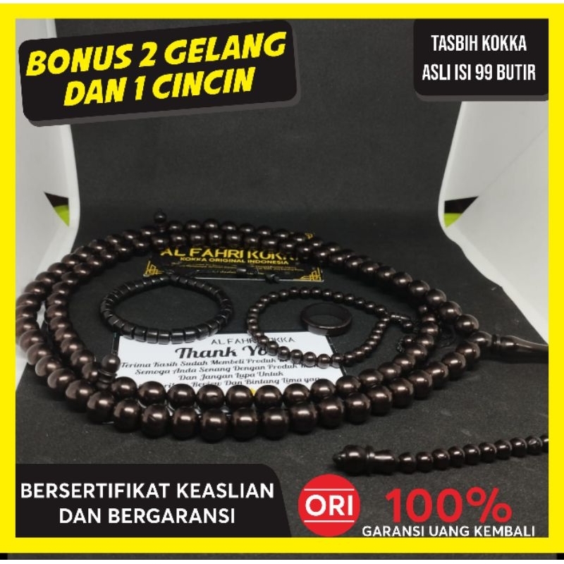 TASBIH KOKKA TURKI 10 MM BESAR HITAM  POLOS KOKKA ASLI 100 % BERSETIFIKAT