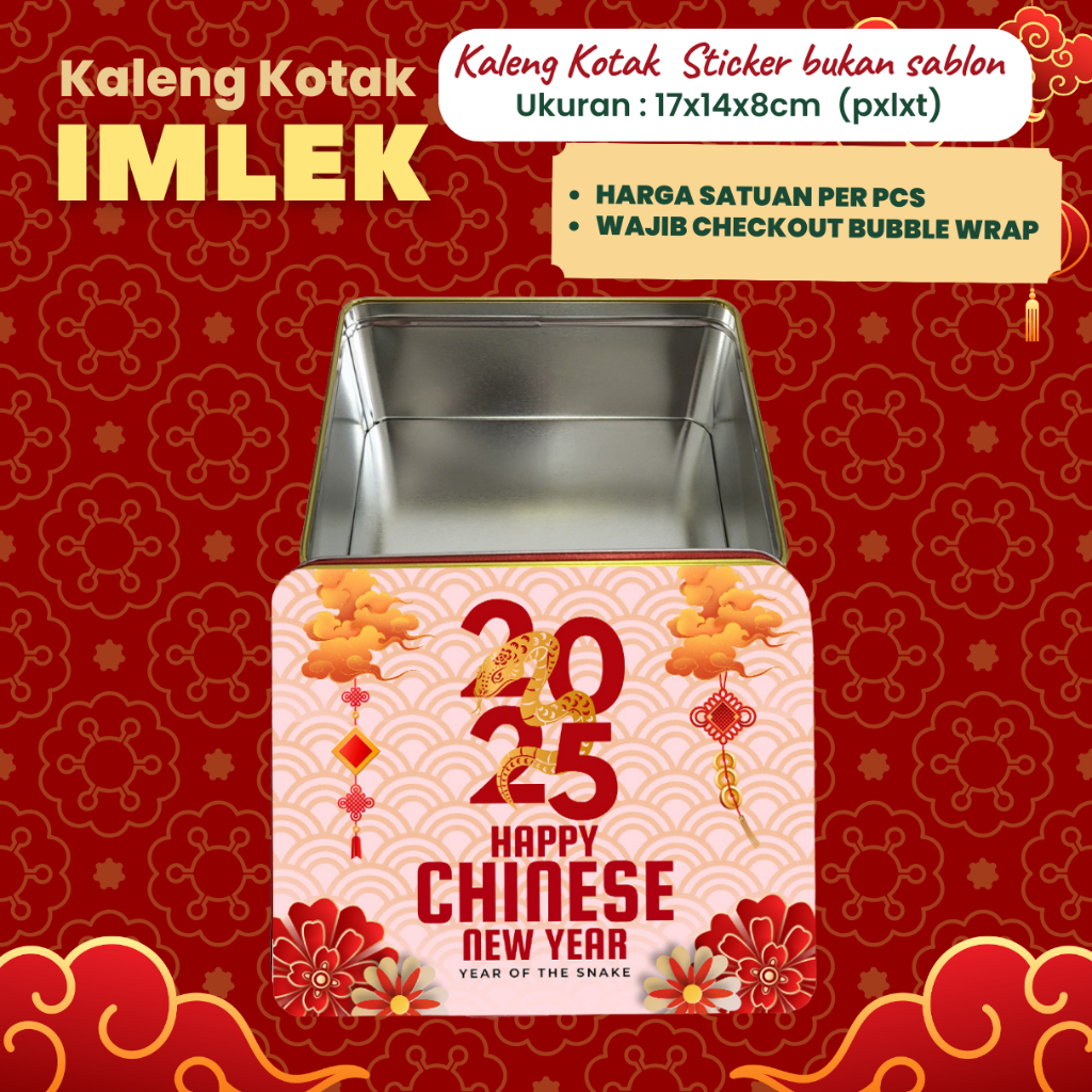 

Box Imlek CNY Kaleng Kotak ULAR Chinese New Year Shio Year of SNAKE 2025 17x14x8 cm by Hapunni