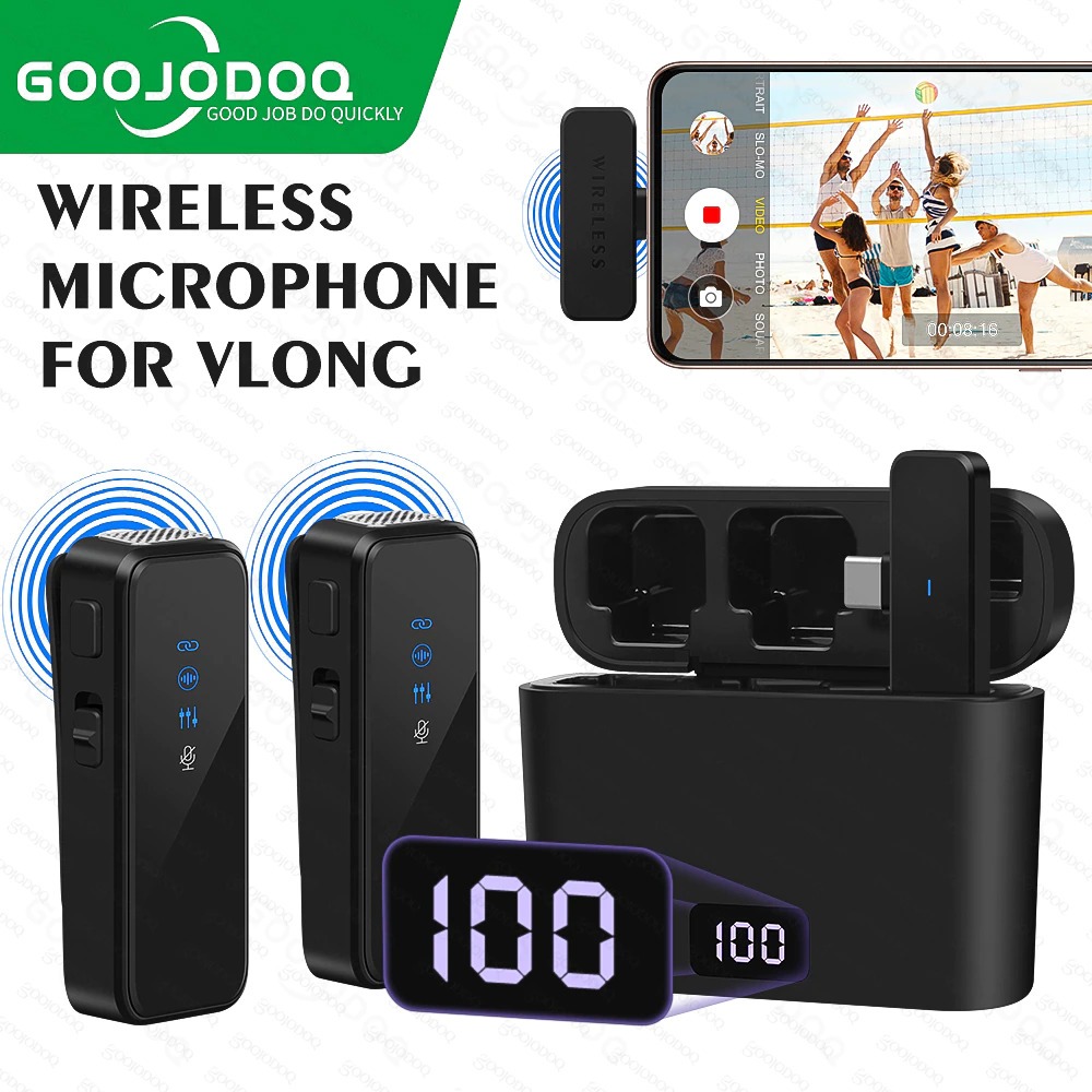Wireless Microphone GOOJODOQ GO20 Lavalier Microphone Podcast Microphone Wireless Mic Wireless