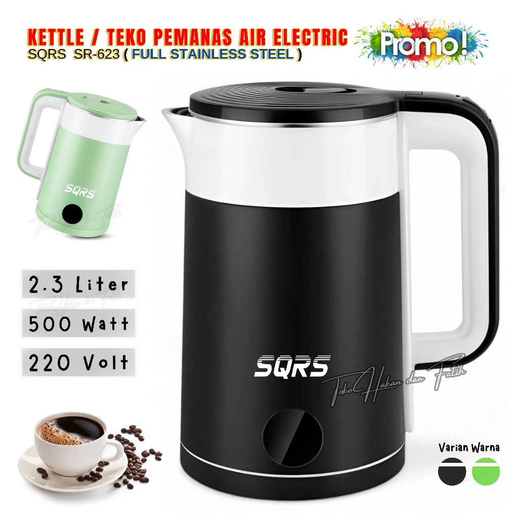 Electric Kettle Teko Listrik Pemanas Air Stainless Steel SQRS SR-623 | Teko Listrik 2.3L Stainless S