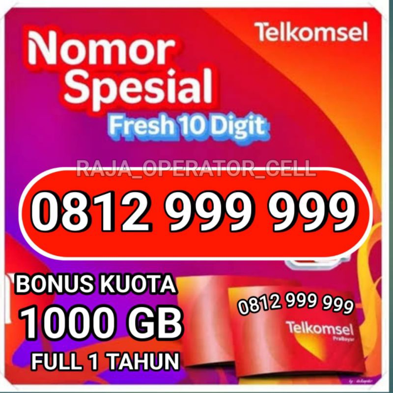 Kartu perdana spesial Telkomsel 10 Digit cantik,pilihan sudah aktif bonus kuota 1000gb