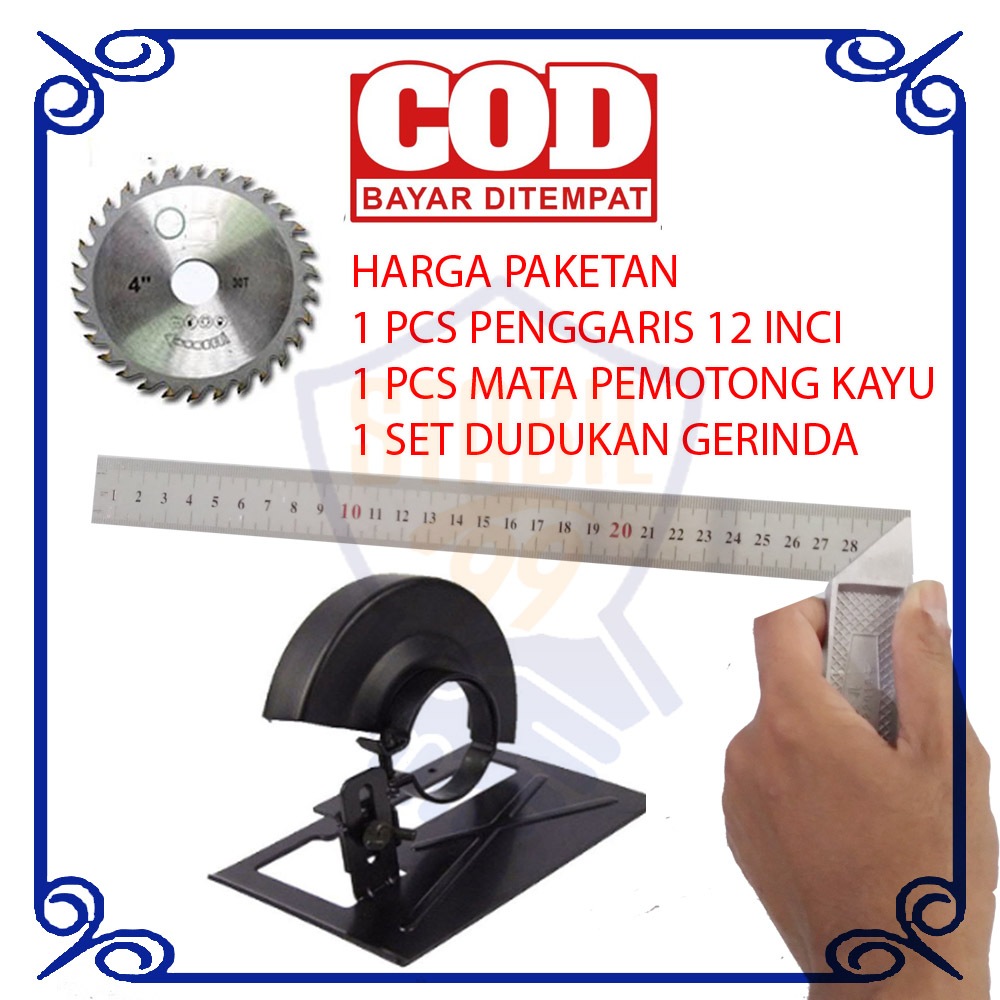 dudukan stand holder mesin gerinda gergaji pemotong kayu circular saw + penggaris siku L