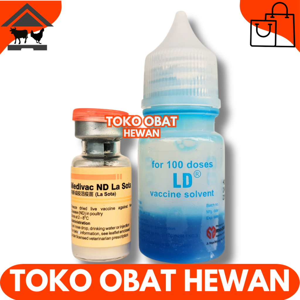 VAKSIN ND LASOTA DOSIS 100 EKOR + PELARUT MEDIVAC MEDION - Vaksin Ayam Tetes Mata Nd Lassota Tetelo