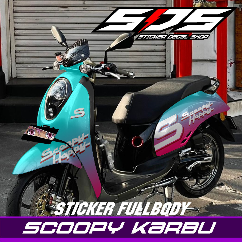 (COD) Decal Sticker Scoopy Karbu Full Body - Stiker Scoopy Karbu Terbaru Motif Gradasi Happy
