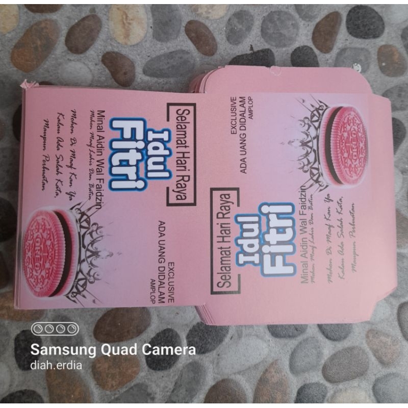 

100 lembar amplop lebaran motif oreo black pink (belum dilem)