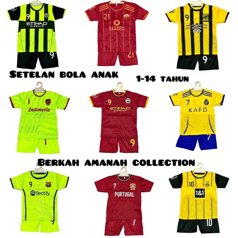 kaos bola anak terbaru/ pakaian bola anak/ baju bola anak/ setelan baju bola anak