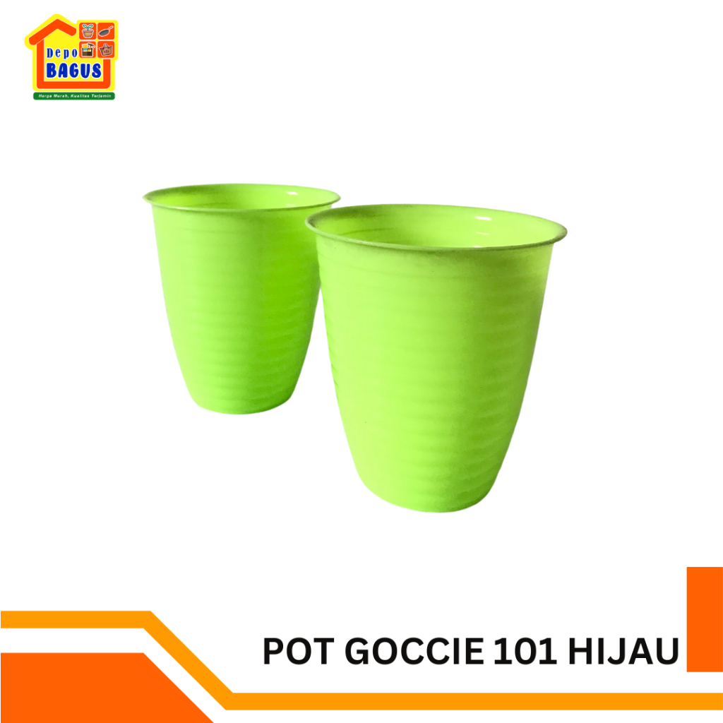 Pot Bunga Goccie 101 tinggi hijau lemon, Pot Bunga Plastik, Pot Bunga Hias