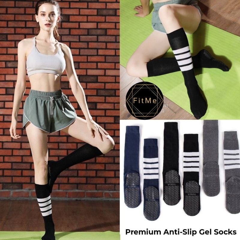 FitMe KK-434 Kaos Kaki Olahraga empat garis Gym Pilates Yoga poundfit zumba running Anti Slip Sebeti