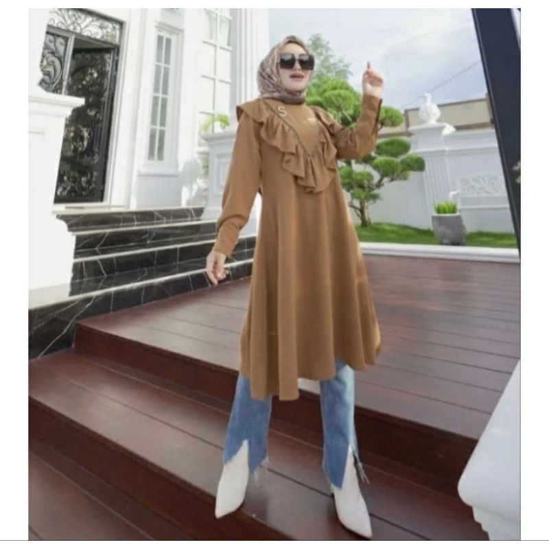 Aura Tunik Cringkle Airflow - Tunik Bahan Crinkle Airflow Premium - Tunik Premium Bahan Crinkle Airf