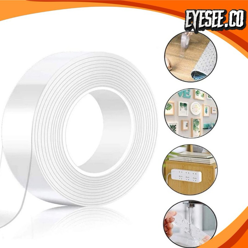 

Double Tape Nano Magic 1M Solasi Bening Bolak Balik 1 Meter 3M Solatip Selotip Roll Bolak Balik 100cm EYESEE