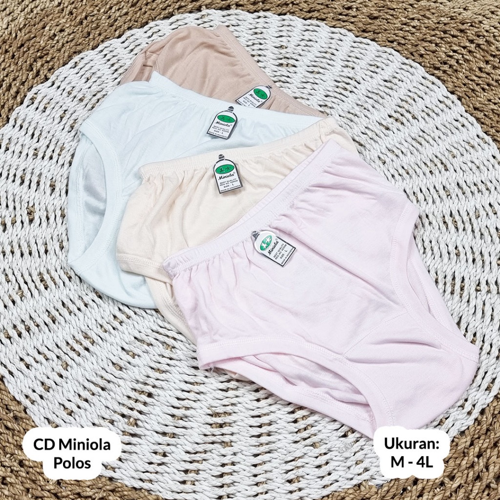 3 Pcs Celana Dalam Wanita Miniola Polos CD Wanita Miniola Celana Dalam Miniola Polos M L XL 3L 4L